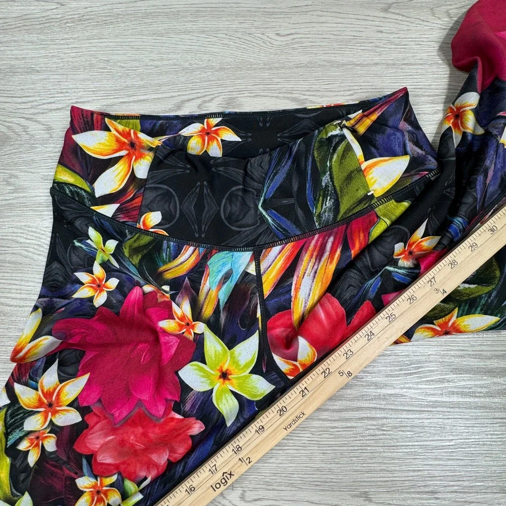 CALIA Women's Leggings Tropical Floral Print Multicolor Capri Cropped Yoga Pants